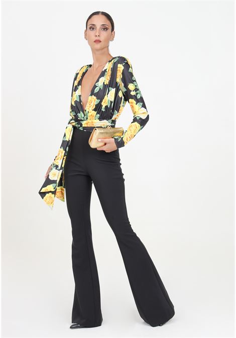 Tuta elegnate nera da donna con fantasia Yellow Rose SHIT | SH2425006YELLOW ROSE